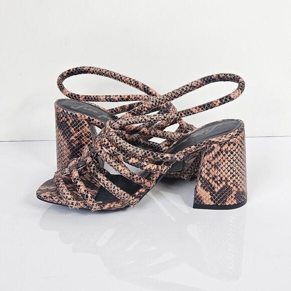 Free People Colette Cinched Heel Python Snakeskin Size 36.5 Sandal - Picture 5 of 12